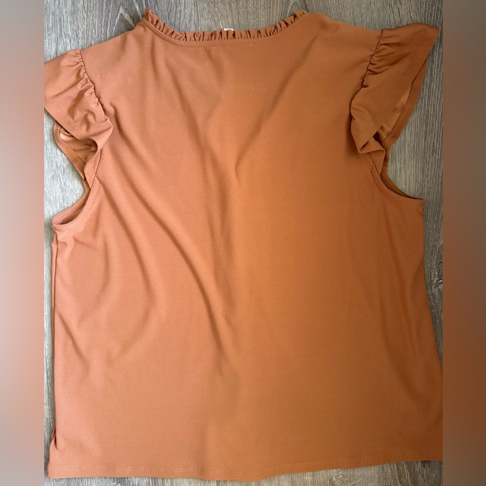 Canon Ruffled Button-Down Brown Blouse - Picture 3 of 4
